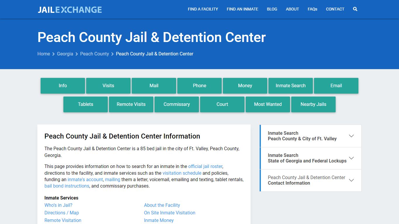Peach County Jail & Detention Center, GA Inmate Search, Information